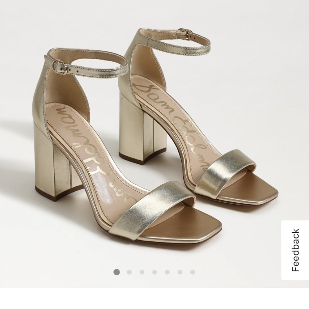 Sam Edelman Metallic Gold Block Heel Sandals